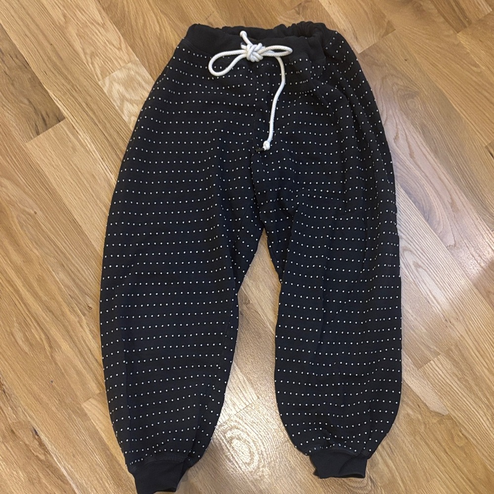 THE GREAT. Black Joggers with White Dots